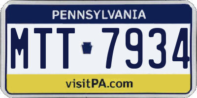 PA license plate MTT7934