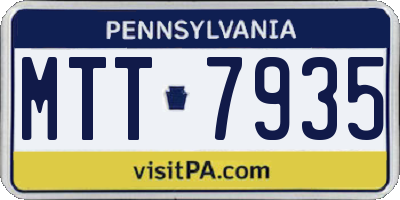 PA license plate MTT7935