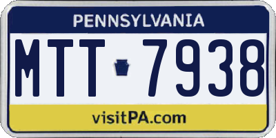 PA license plate MTT7938