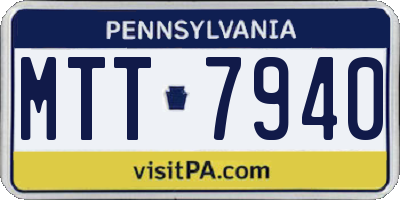 PA license plate MTT7940