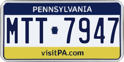 PA license plate MTT7947