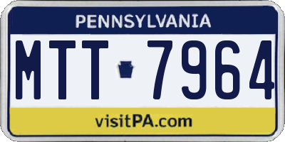 PA license plate MTT7964