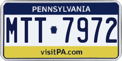 PA license plate MTT7972