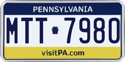 PA license plate MTT7980