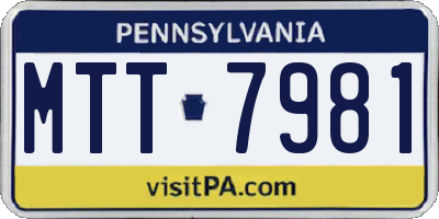 PA license plate MTT7981