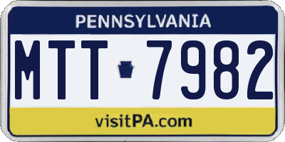 PA license plate MTT7982
