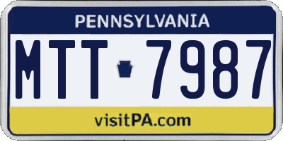 PA license plate MTT7987