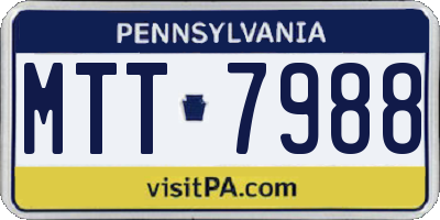PA license plate MTT7988