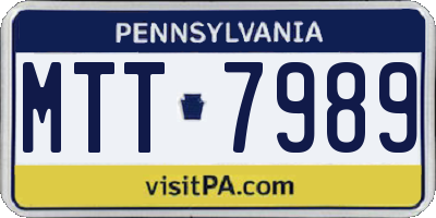 PA license plate MTT7989
