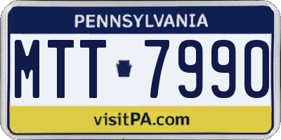 PA license plate MTT7990