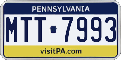 PA license plate MTT7993