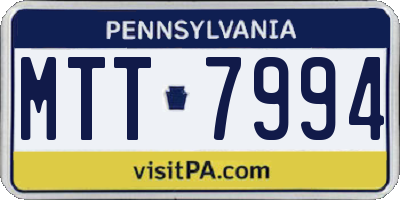 PA license plate MTT7994