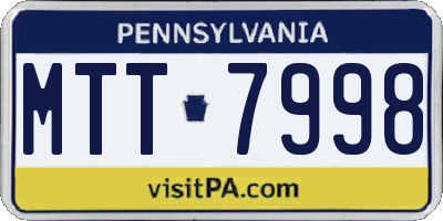 PA license plate MTT7998