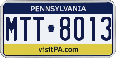 PA license plate MTT8013