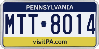 PA license plate MTT8014
