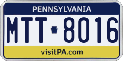 PA license plate MTT8016