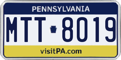 PA license plate MTT8019
