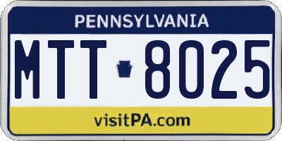 PA license plate MTT8025