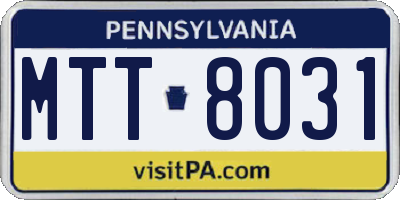 PA license plate MTT8031