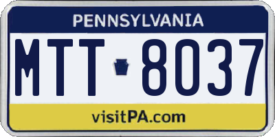 PA license plate MTT8037