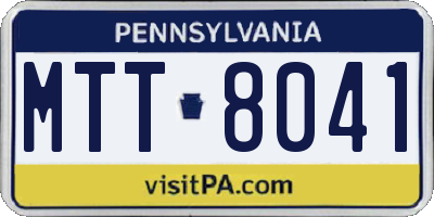 PA license plate MTT8041