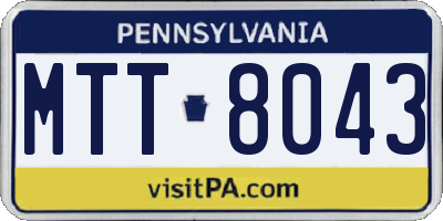 PA license plate MTT8043