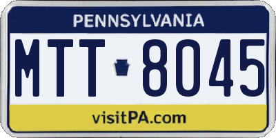 PA license plate MTT8045