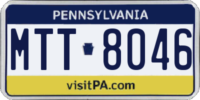 PA license plate MTT8046