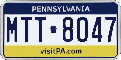 PA license plate MTT8047