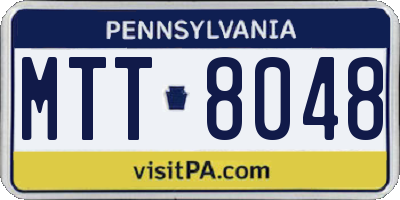 PA license plate MTT8048