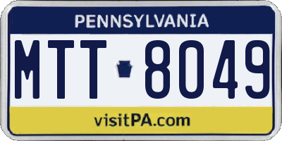 PA license plate MTT8049