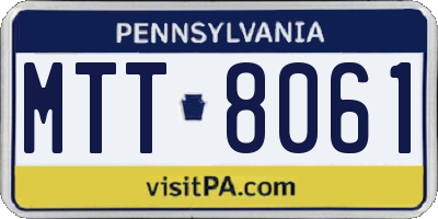 PA license plate MTT8061