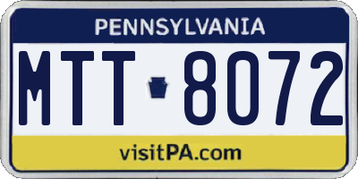 PA license plate MTT8072