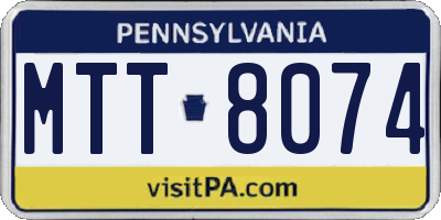 PA license plate MTT8074