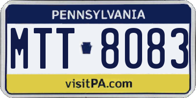 PA license plate MTT8083