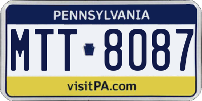 PA license plate MTT8087
