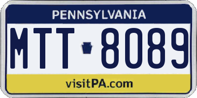 PA license plate MTT8089