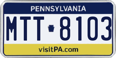 PA license plate MTT8103