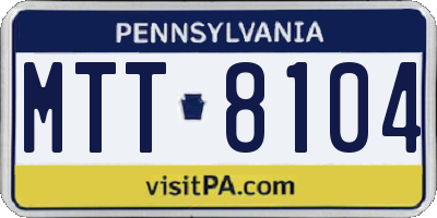 PA license plate MTT8104
