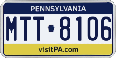 PA license plate MTT8106