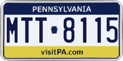 PA license plate MTT8115
