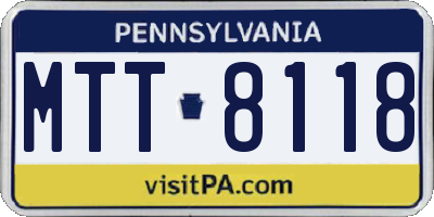 PA license plate MTT8118