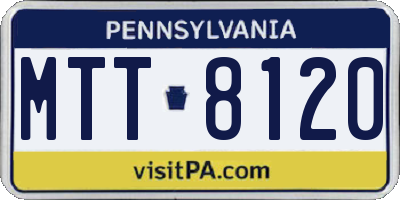 PA license plate MTT8120