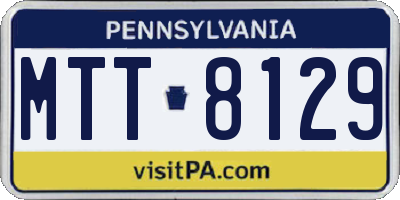 PA license plate MTT8129