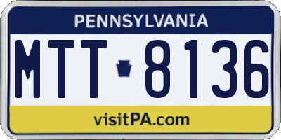 PA license plate MTT8136