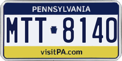 PA license plate MTT8140