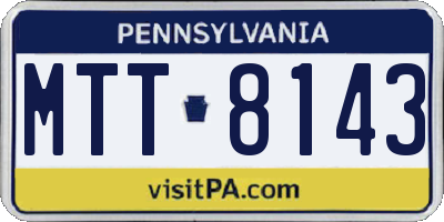 PA license plate MTT8143