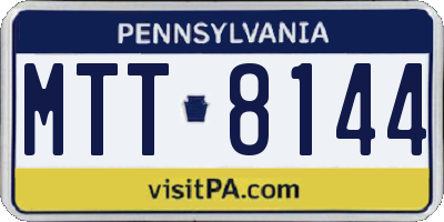 PA license plate MTT8144