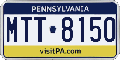 PA license plate MTT8150
