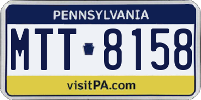 PA license plate MTT8158